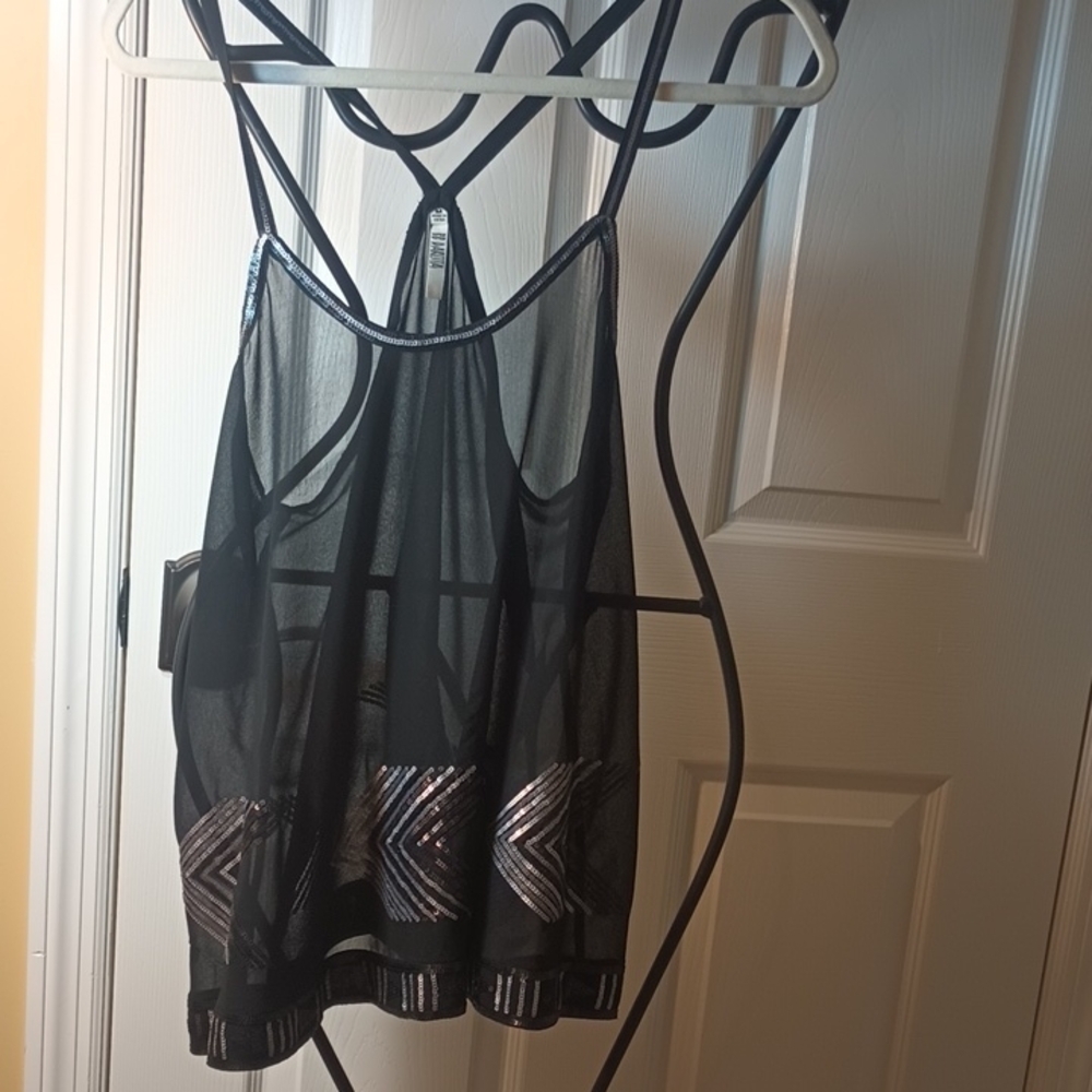 Black Sheer Sequuned Women's Top M